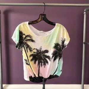 Colorful palm tree tie front top